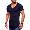 Herr t-skjortor casual mode t-shirt kort ärm Slim Custom Brand Fitness Summer Tees Tops