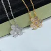 Fashion Clover Necklace Pendant Designer Diamond Mini 3 Leaf 18K Gold Plated Women Girl Jewelry Wedding Gift