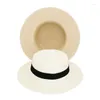 Berets Round Top Hat Flat Straw Summer Travel Sun Shade Beach Large Brimmed Bowler Caps For Men