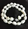 Łańcuchy biżuteria 10-11 mm biały barokowy naszyjnik perłowy prawdziwy naturalny kolor słodkowodnej, hodowany kwiat 17 ''