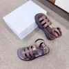 New Clea Triomphe 검투사 청키 샌들 조절 가능한 버클 발목 스트랩 플랫 신발 신발 슬라이드 고급 디자이너 로퍼 샌드 크기 35-42