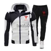 Heren Trainingspakken Tesla Gedrukt Heren Herfst Winter Trainingspak Hoodies + Broeken Sets Fleece Vrijetijdsjack Sportkleding Jassen Streetswear Jaspakken J230803