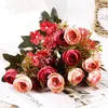 Decorative Flowers Artificial Sophia Rose Bud Bouquet Indoor Table Decoration