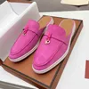 Loro pianaa loro piano lp ronde hanger lp mueller schoenen kwastje kletige bodem zachte bodem suede lederen dames schoenen slippers dames zomerhelft trailer schoenen