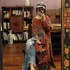 Robes décontractées Vintage 2023 printemps robe imprimée droite régulière à manches longues rétro coton Style National femmes RH846