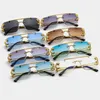 Solglasögonramar Shauna Fashion Metal Leopard Rimless Double Bridges Gradient Ocean Film Shades UV400 230802