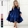 Flickans klänningar herrbadkläder Girls 'Suede Ruffled klänning Vinter barns långa ärm ren bomullsklänning Big Children's Fashion Party Princess Dress Girls' Dress Z230803