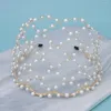 Headpieces Baroque Vintage Gold Color Pearl Mesh Hairband Headpiece Handmade Hollow Out Headband Tiaras Hair Vines Wedding Accessories