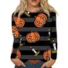Damen-T-Shirts, Bluse, Clubs, Halloween-Muster, bedruckt, Rundhalsausschnitt mit Knopf, lässig, stilvoll und modisch, für Damen, Camisetas