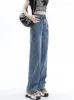Jeans pour femmes Baggy femmes taille haute Denim pantalon confortable pleine longueur coréen 2023 Streetwear bureau dame concepteur patchwork poches