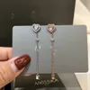 Orecchini pendenti di lusso JBrand Designer Top Argento sterling oy Coeru 0,15 Carati Singolo a forma di cuore Zircone Nappa Orecchino a catena Un pezzo per le donne Gioielli Regalo del partito