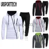 Survêtements pour hommes Mode Survêtement Hommes Ensembles Hit Couleur Diagonal Zipper Hoodies Sweat Pantalon Costumes Hommes Survêtement Sportswear À Capuche Ensemble 2 Pièces J230803