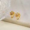 Dos boucles d'oreilles cristal oreillette zircon cubique élégant feuille florale femme manchette sans Piercing bijoux de mariage charme botanique