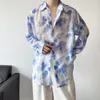 Men's Casual Shirts High Quality Tie Dyed Thin Shirt Men Summer Loose Long Sleeve Sunscreen Korean Fashiona Oversized Women's Clothing