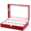 Titta på lådor 61012 Slots Fashion Wrist Box Holder Storage Case Organizer Pu Leather Watches Display Regalos Para Hombre