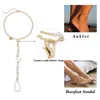 Bracelets de cheville bohême cheville 14K plaqué or chaîne perle coquille coeur pour femmes été plage sur pied bijoux pieds nus