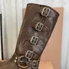 Miui Designer Luxury Cowboy Boots для женских высоких ботинок в стиле коричневые кожаные ботинки y2k
