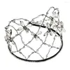 Pinces à cheveux fil métallique noir cristal perlé filet à cheveux mariée maille bandeau diadème couronne luxe mariée casque accessoires de mariage bijoux