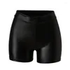 Damskie spodenki 2023 Seksowne nocne klub skórzany Kobiety Wysoka talia Push Up Black Short Joggers Sports Fitness Kobieta Slim Slim