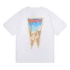 Rhude Stamp Clock Coconut Tree Oil Målning Tryck MENS Kortärmad t-shirt Spring Summer New