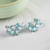 Backs Earrings Bohemian Style Jewelry Leaf Shape Clip On Colorful Cubic Zircon Party Cute Lovely Ear Ring