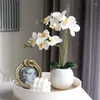 Decoratieve Bloemen Luxe Latex Orchidee Met Bladeren Kunstbloem Vlinder Nep Huis Bruiloft Kerstdecoratie