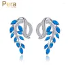 Stud Earrings Pera Classic Silver Color Royal Jewelry Elegant Marquise Blue Drop Cubic Zirconia Crystal Big For Women E218