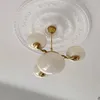 Pendelleuchten Französischer Hofstil Opal Messing Wohnzimmer Kronleuchter Vintage Gold 3 Köpfe Glaslampe Reines Kupfer Material 5 Beleuchtung