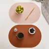 Table Mats PU Oval Placemat For Dining Leather Textural Designed Non-Slip Oil Proof Water Heat Stain Resistant