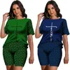 Women's Tracksuits Summer Tees/Shorts/Sets Faith Geometric Stripe Print T-Shirt Pocket Pants 2 Piece Outfits Fashion Couple Streetwear Suit