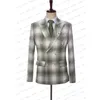 Men's Suits 2023 Fashion Men Summer British Style Business Linen Green Reto Classic Plaid Male Wedding Party Jacket Suit Coat