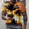 Heren T-shirts Kokospalm T-shirt Heren Hawaiiaans overhemd 3D digitaal bedrukt T-shirt Bloemen Tropische revers Strand Casual losse topkleding