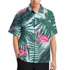Męskie koszule zwykłe abstrakcyjne flamingi bluzki męskie Tropic Palm Leaf Print Hawaiian Short Rleeves Design