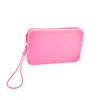 10pcs Cosmetic Bags Women Silicone Plain Large Capacity Square Phone Wash Storage Bag Mix Color