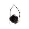 Choker koreansk svart garn tyg blomma halsband kvinnor mode smycken sexiga halsar krage grossist