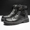 Buty jesień i zimowe męskie klasyczne czarne skórzane buty na zewnątrz męskie platforma Buty robocze moda Koreańskie buty Botas Hombre Z230803
