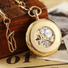 Pocket Watches Vintage Silver Gold Smooth Hand Wind Mechanical Watch Men Women Stainless Steel Fob Clock Chain Pendant Steampunk
