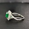 Anneaux de mariage PANSYSEN Bijoux vintage Bagues en argent sterling 925 massif Bague de cocktail en diamant émeraude de luxe pour femme Cadeau de fête d'anniversaire 230802