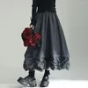 Röcke Designer Saum Plissee Blumenknospenrock Lose und elastische Taille Einfarbiger Regenschirm Halbe Frauen Goth