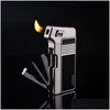 Lighters Jobon Oblique Pipe Cigar Gas Lighter Refill Mtifunctional Butane Cigarette Tamper/Knife/Needles Smoking Accessories Drop De Dhtzi