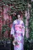 Vêtements ethniques Kimono japonais Cosplay2023 Mode Style rétro dégradé imprimé floral ceinture violette tempérament élégant robe traditionnelle