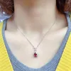 Pendant Necklaces Bright Red Pear Cubic Zirconia Wedding Necklace For Women 2023 Luxury Fashion Engagement Anniversary Party Jewelry