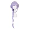 أزياء أنيمي Genshin Impact Cosplay Wig Qiqi Long Light Light Purple Purple Have Hair Caps Caps Caps