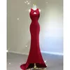 Vêtements ethniques mariée bordeaux robe de mariée sans manches femmes élégant dos nu robe de soirée de bal Toast