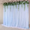 3x6m elegancka elegancka dekoracja ślubna zasłona biała dwuwarstwowa kurtyna przędzy z sztucznym kwiatem na urodziny walentynkowe imprezę DIY