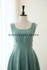 Party Dresses Green V Back Homecoming Dress With Sash Bow Simple Elegant Modest Graduation