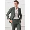 Abiti da uomo Lansboter Verde Abito da uomo 2 pezzi Set Italiano Casual Slim Fit Abito da sposa Giacca da lavoro da sposo con pantaloni