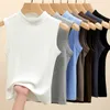 Regatas femininas Blusas femininas de verão Camisa de cor sólida Sexy Colete sem mangas Gola redonda Base com nervuras Camada superior para mulheres Versátil Confortável Versátil para camadas