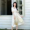 Party Dresses Summer Get Ruffled Lace One Word Led Two High Quality Printed Jacquard To Wear Skirt Dress