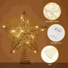 Décorations de Noël arbre étoile Topper en forme de cime des arbres lumière lampe paillettes décoration éclairé Toppers ornement or décor